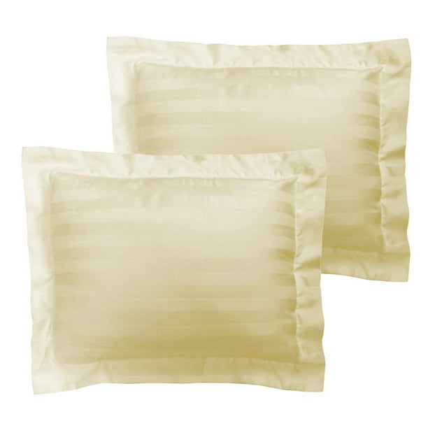Standard 21 x 26 Inch American Pillowcase Egyptian Cotton Luxury Striped 540 Thread Count 2-Piece Pillow Sham Set Ivory